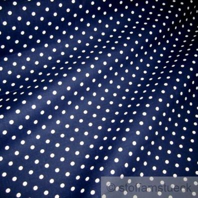 Stoff Baumwolle Punkte klein dunkelblau weiß Tupfen Petticoat
