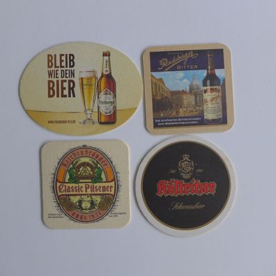 4 Bierdeckel , Freibergisch , Reichenbrander , Radeberger , Köstritzer