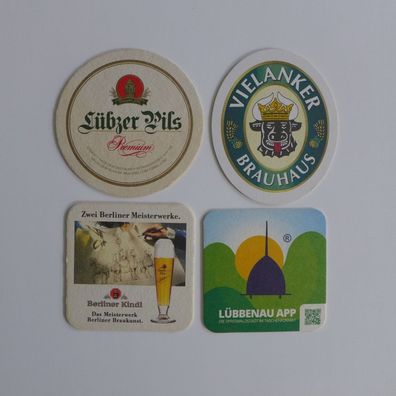 4 Bierdeckel Lübzer Vielanker Lübbenauer Berliner