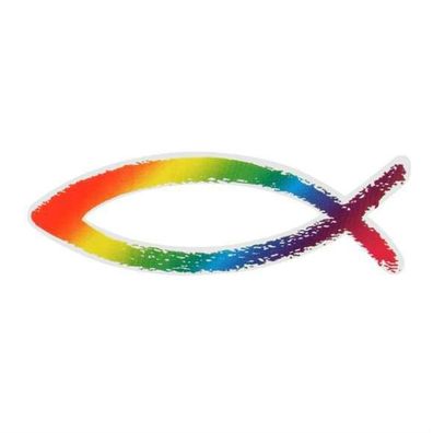 Auto Aufkleber Fisch Ichthys Autoaufkleber Regenbogen transparent color lichtecht