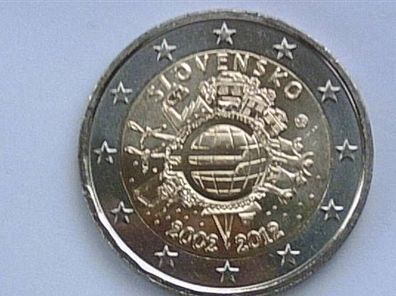 2 euro 2012 Slowakei 10 Jahre Bargeld bfr. aus Rolle SOFORT