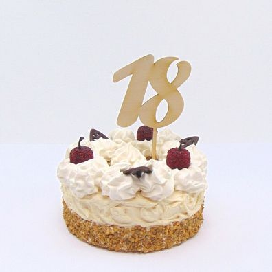 Torten Stecker zum 18. Geburtstag, zum 18. Hochzeitstag, Cake Topper aus Holz