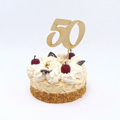 Zum 50. Geburtstag, Torten Zahl aus Holz, zum 50. Hochzeitstag, Cake Topper