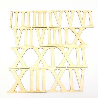 14x Römische Zahlen 1 bis 14 aus Holz in 10 cm Höhe zum Basteln