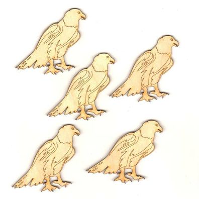 5 Stck. Adler aus Holz, Deko 7 cm hoch, zum Basteln für Adler Freunde, Karten Basteln
