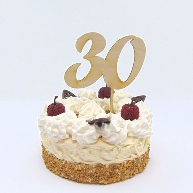 Torten Stecker zum 30. Geburtstag aus Holz, zum 30. Hochzeitstag, Cake Topper