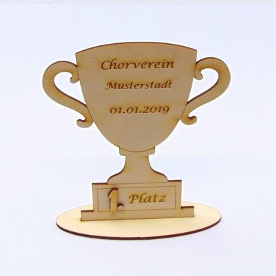Pokal aus Holz, Vereins Pokal, eigenes Logo, 15 cm, Chorverein o. andere Vereine