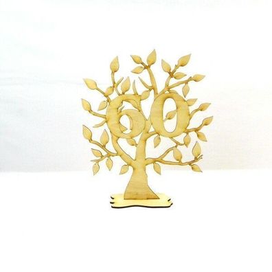Jubiläums Baum zum 60 Geburtstag aus Holz, 28 cm, Geschenk, Lebensbaum