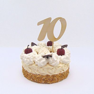 Tortenstecker zum 10. Geburtstag, zum 10. Hochzeitstag, Cake Topper aus Holz