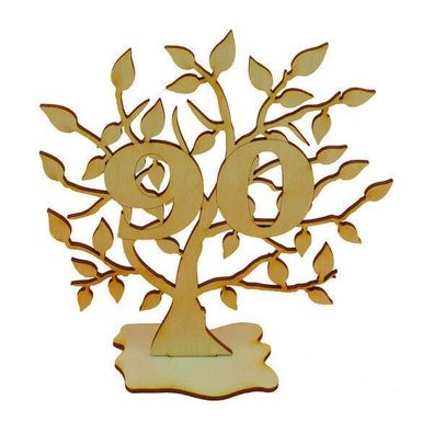 Jubiläums Baum zum 90 Geburtstag aus Holz, 28 cm, Geschenk, Lebensbaum