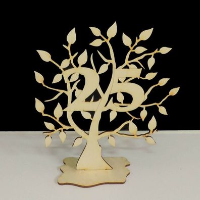 Jubiläums Baum Geburtstag, 25 Jahre aus Holz 16 cm Lebensbaum Geschenk Hochzeit