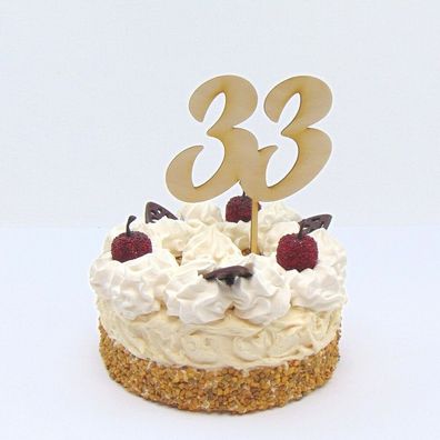 Zum 33. Geburtstag, Torten Zahl aus Holz, zum 35. Hochzeitstag, Cake Topper