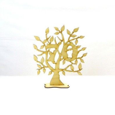 Jubiläums Baum zum 70 Geburtstag aus Holz, 28 cm, Geschenk, Lebensbaum