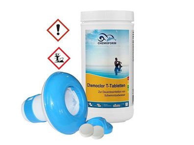 Chemoform SET: Chlor T-Tabletten 20g + Dosierschwimmer | Schwimmbad Wasserpflege