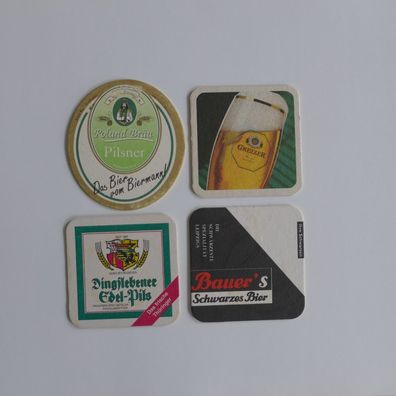 4 Bierdeckel , Bauer , Roland , Greizer , Dingslebener