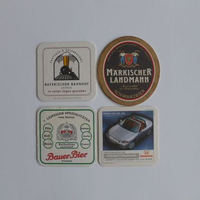 4 Bierdeckel Kindl Bauers Schaumschläger Honda