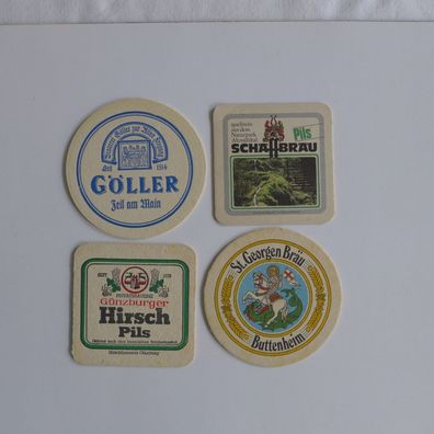 4 Bierdeckel , Günzburger , Schäffbräu , St. Georgen , Göller
