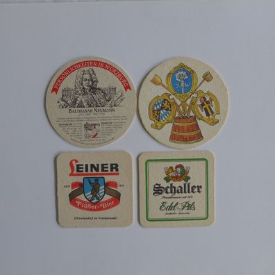 4 Bierdeckel Schaller Leiner Augustiner Würzburger