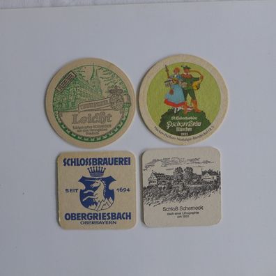 4 Bierdeckel Hacker Pschorr Tegernsee Scherneck Obergriesbach