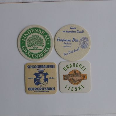 4 Bierdeckel Lindenbräu Friedmann Lieske Obergriesbach