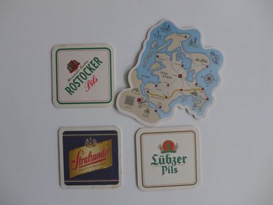 4 Bierdeckel , Stralsunder , Störtebeker , Rostocker Rügen , Lübzer