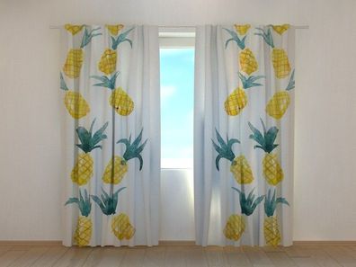 Fotogardine Ananas Vorhang mit Foto Fotovorhang Gardine mit Motiv Maßanfertigung