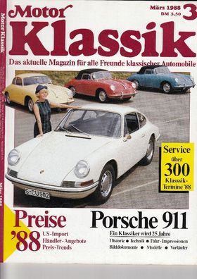 Motor Klassik 3/ 1988, Porsche 911, Ballot 2 LT, BMW 3200 CS, Rostschutz, Rallyes