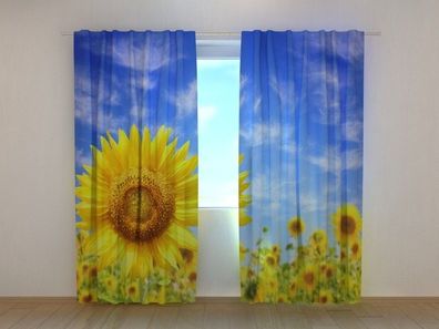Fotogardine große Sonnenblume, Vorhang bedruckt, Fotovorhang mit Foto, nach Maß