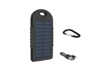 5000 mAh Solar Powerbank 2 USB-Eingänge und eine LED-Taschenlampe.