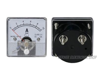 0 - 10 A DC Einbau Messinstrument Analog Amperemeter mit Shunt - CLASS 2,5