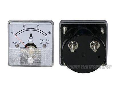 0 - 30 A DC Einbau Messinstrument Analog Amperemeter mit Shunt - CLASS 2,5