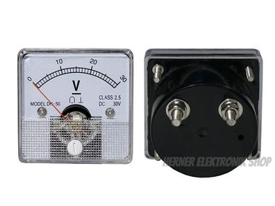 0 - 30 V DC Einbau Messinstrument Analog Voltmeter - CLASS 2,5