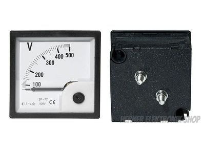 0 - 500 V AC Einbau Messinstrument Analog Voltmeter - CLASS 2,5
