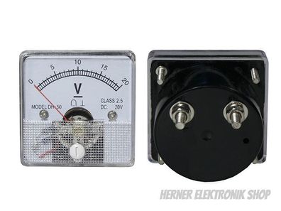 0 - 20V DC Analog Einbau Messinstrument , Voltmeter - Messgerät.