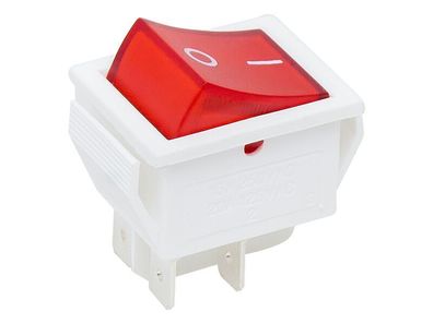 MK621 Wippschalter beleuchtet Rot 20 A / 125 V, 15 A / 250 V 4-polig