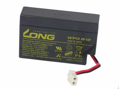 Akku kompatibel UL0.8-12 12V 0,8Ah AMP Stecker AGM Blei Batterie wiederaufladbar