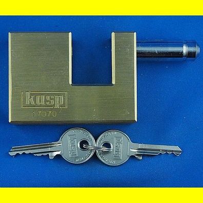 Kasp Blockschloss - 70 mm breit mit 2 Schlüssel - 12 mm Bügel gehärtet