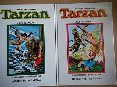Auswahl aus 7 Tarzan-Sonntagsseiten-Hethke, zwischen 1958 -1968, .. sehr gut