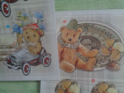 3D Stanzbogen Glimmer Glitter Decoupage Joy Crafts Teddybär Automobil Spielzeug