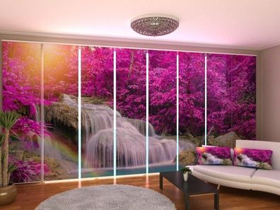 Fotogardine wunderschöner Wasserfall Schiebevorhang mit Motiv Schiebegardine auf Maß