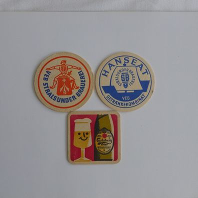 3 Bierdeckel Stralsunder Hanseat Stralsunder Carlsberg