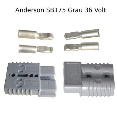Anderson Batteriestecker SET Grau 36Volt SB175 Kontaktstifte 53,3mm² AWG1/0