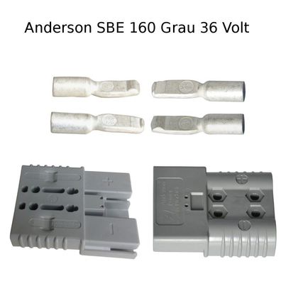 Anderson Batteriestecker SET Grau 36V SBE 160 Ampere 35mm² SBX/ E 1/0 Grau 150 Volt