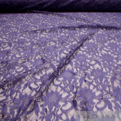 Stoff Polyamid Polyester Elastan Spitze lila Blume fließend fallend weich
