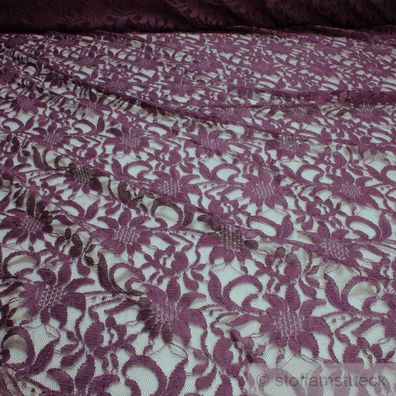 Stoff Polyamid Polyester Elastan Spitze violett Blume fließend fallend weich