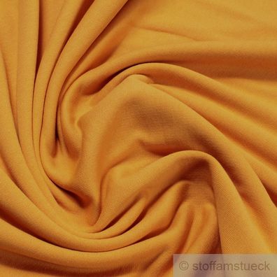 Stoff Baumwolle Single Jersey angeraut ocker Sweatshirt weich dehnbar gelb