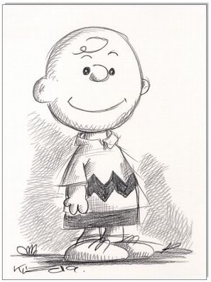 Klausewitz: Original Kreidezeichnung : Peanuts Charlie Brown / 24x32 cm