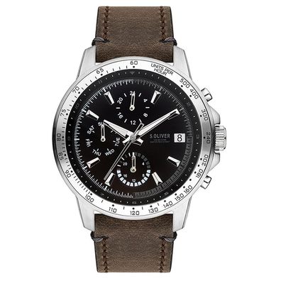s. Oliver Herren Uhr Armbanduhr Leder SO-3487-LM