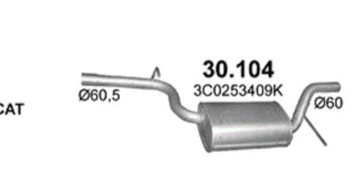 Endschalldämpfer Endtopf Auspuff A-Klasse W168 A140 A160 A190 60//75//92 KW