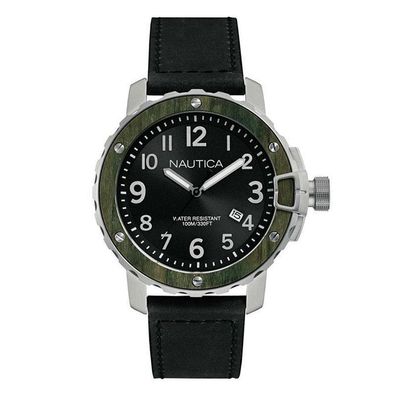 Nautica Herren Uhr Armbanduhr NAD15011G Leder